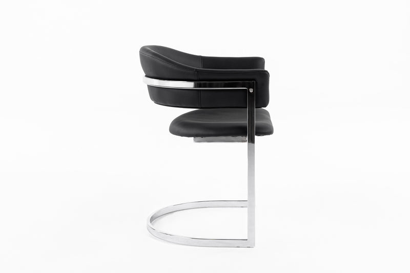 Allie Contemporary Black Leatherette Dining Chair — view 2