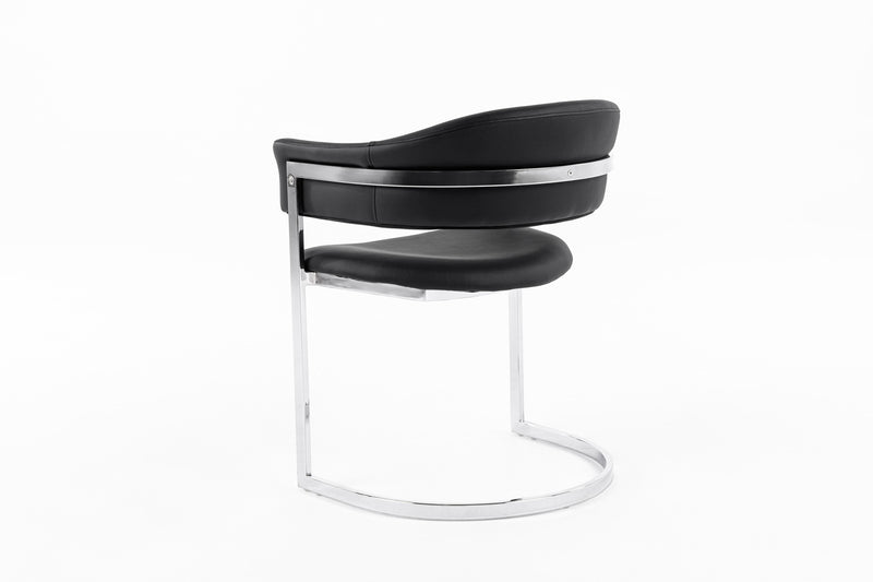 Allie Contemporary Black Leatherette Dining Chair — view 3