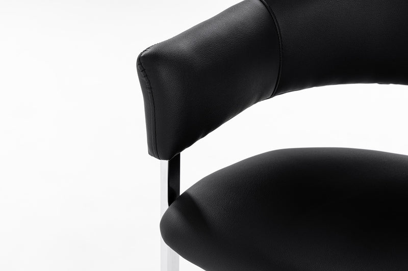 Allie Contemporary Black Leatherette Dining Chair — view 4