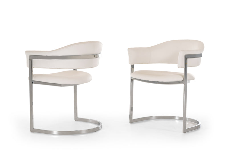 Allie Contemporary White Leatherette Dining Chair — view 3
