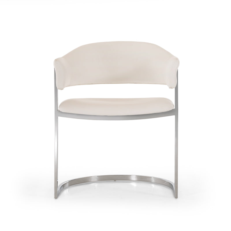 Allie Contemporary White Leatherette Dining Chair — view 2