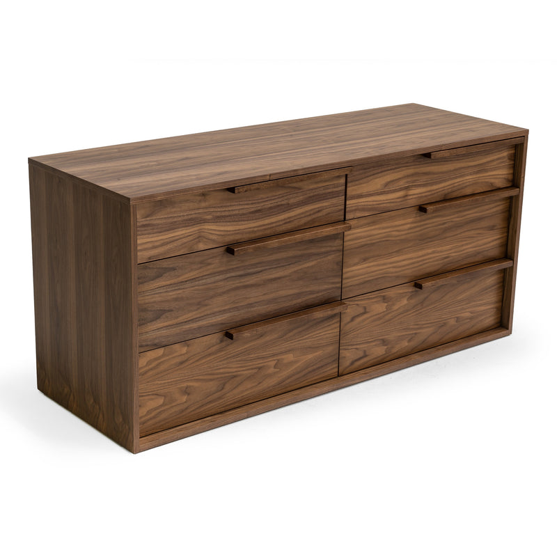 Amberlie - Modern White Vegan Leather + Walnut 4-Piece Bedroom Set — view 5