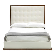 Amberlie - Modern White Vegan Leather + Walnut 4-Piece Bedroom Set — view 3