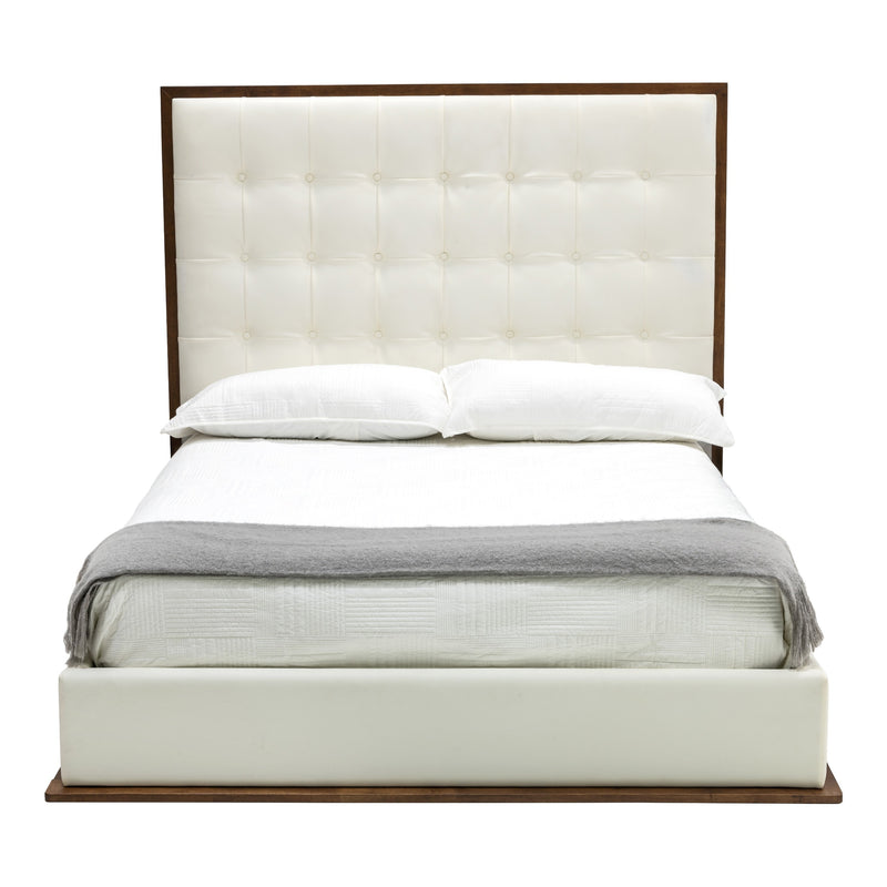 Amberlie - Modern White Vegan Leather + Walnut 4-Piece Bedroom Set — view 3
