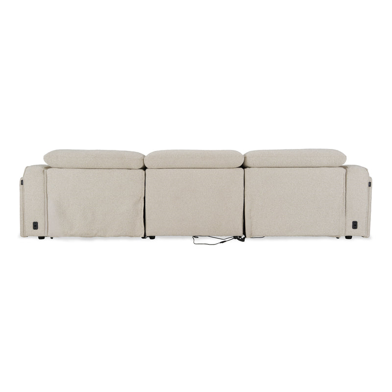 Ambler - Modern Off-White Fabric Sofa w/ 2 Power Recliners — view 3