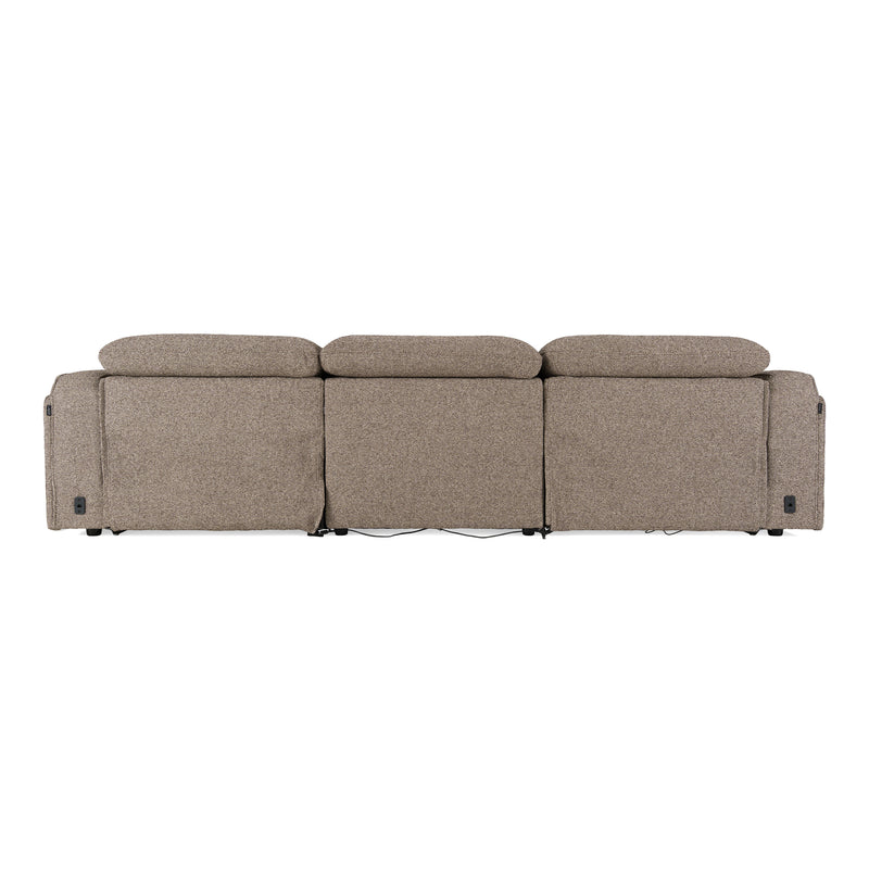 Ambler - Modern Brown Fabric Sofa w/ 2 Power Recliners — view 4
