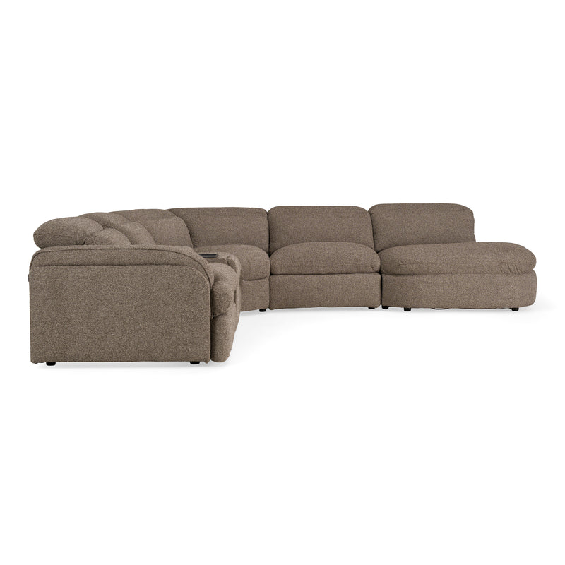 Ambler - Modern Brown Fabric Sectional Sofa w/ 2 Power Recliners Right Facing Chaise — view 2