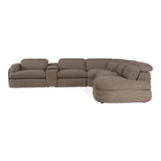 Ambler - Modern Brown Fabric Sectional Sofa w/ 2 Power Recliners Right Facing Chaise — view 3