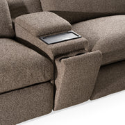 Ambler - Modern Brown Fabric Sectional Sofa w/ 2 Power Recliners Left Facing Chaise