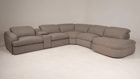 Ambler - Modern Brown Fabric Sectional Sofa w/ 2 Power Recliners Left Facing Chaise — view 3