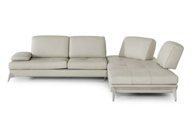 Andrea - Modern Grey Leather Sectional Sofa — view 2