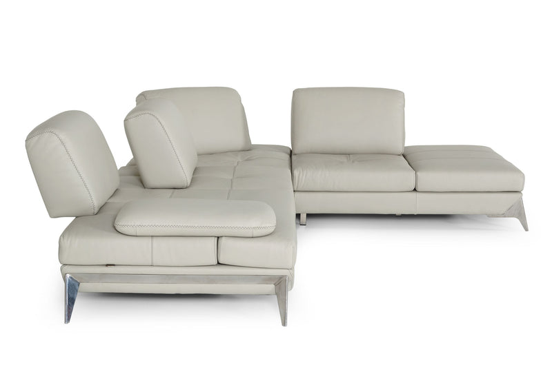 Andrea - Modern Grey Leather Sectional Sofa — view 3