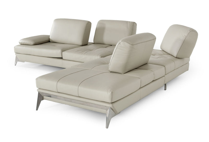 Andrea - Modern Grey Leather Sectional Sofa — view 4