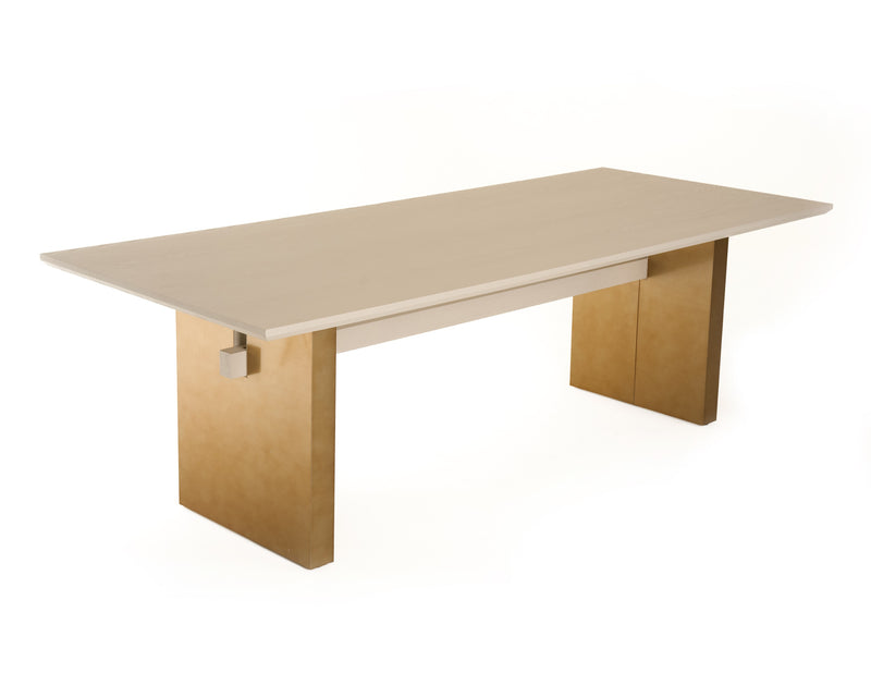 Angus - Modern Cream Ash + Gold Dining Table — view 3