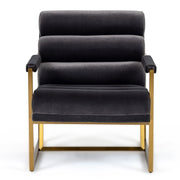 Anton - Modern Grey Velvet + Brass Accent Chair — view 3