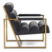 Anton - Modern Grey Velvet + Brass Accent Chair — view 4