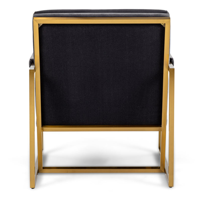 Anton - Modern Grey Velvet + Brass Accent Chair — view 5