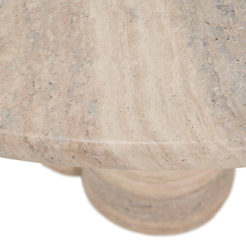 Aragats - Modern Faux Travertine Concrete Round Dining Table — view 3