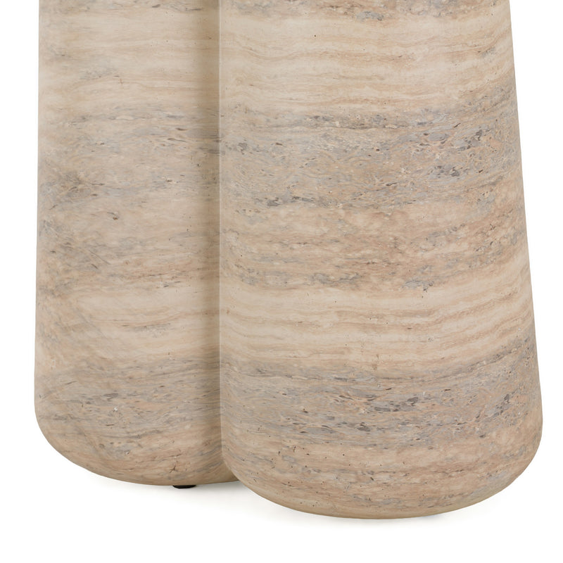 Aragats - Modern Faux Travertine Concrete Round Dining Table — view 4