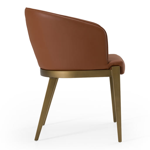 Aragon - Modern Brown Vegan Leather + Brass Dining Chair — view 2