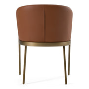 Aragon - Modern Brown Vegan Leather + Brass Dining Chair — view 3
