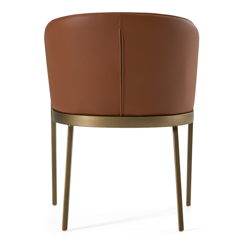 Aragon - Modern Brown Vegan Leather + Brass Dining Chair — view 3