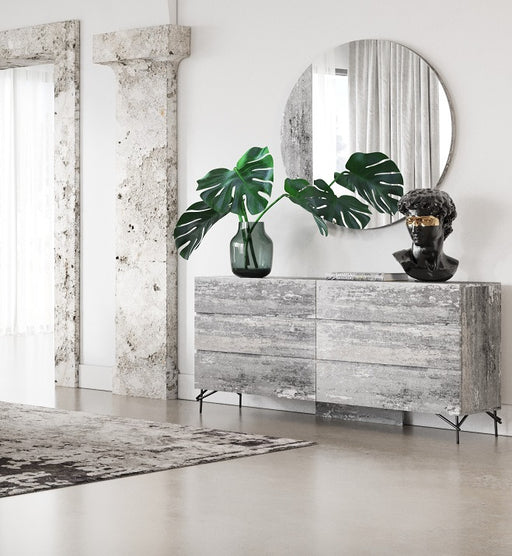 Aria - Italian Modern Multi Grey with texture Round Mirror
