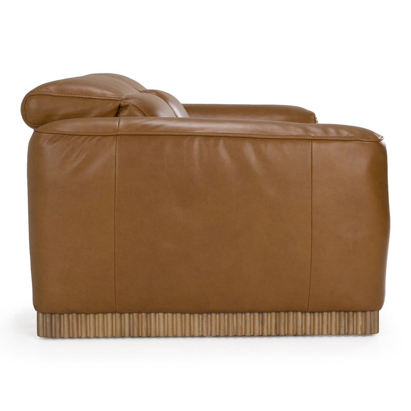 Aris - Modern Brown Leather Sofa w/ 2 Power Recliners & Headrests — view 2