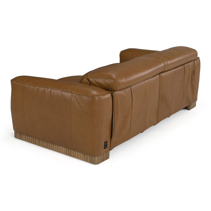 Aris - Modern Brown Leather Sofa w/ 2 Power Recliners & Headrests — view 3