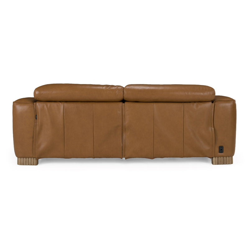 Aris - Modern Brown Leather Sofa w/ 2 Power Recliners & Headrests — view 4