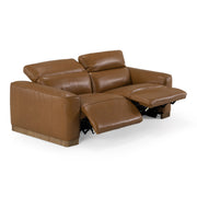 Aris - Modern Brown Leather Sofa w/ 2 Power Recliners & Headrests — view 5