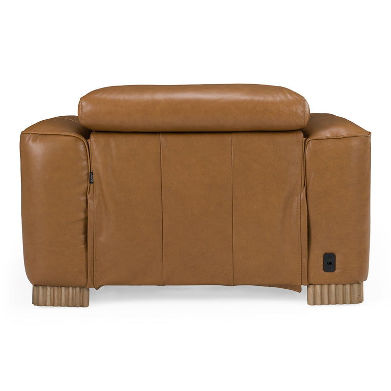 Aris - Modern Brown Leather Chair w/ Power Recliner & Headrest — view 4