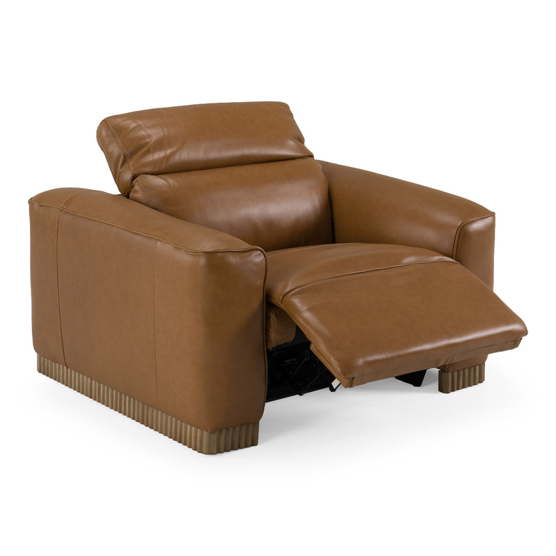 Aris - Modern Brown Leather Chair w/ Power Recliner & Headrest — view 5