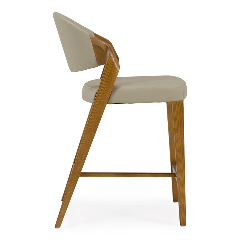 Arlo - Mid-Century Beige & Walnut Counter Chair — view 2