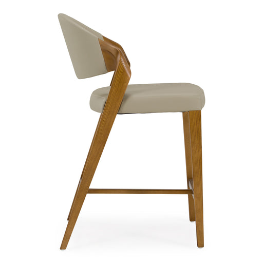 Arlo - Mid-Century Beige & Walnut Counter Chair — view 2