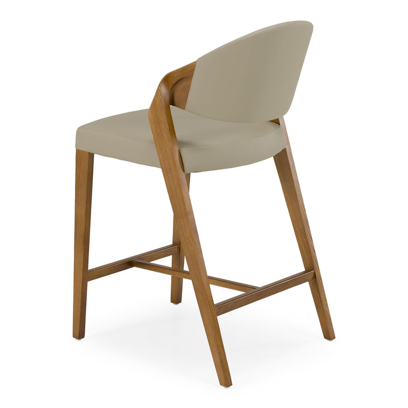 Arlo - Mid-Century Beige & Walnut Counter Chair — view 3