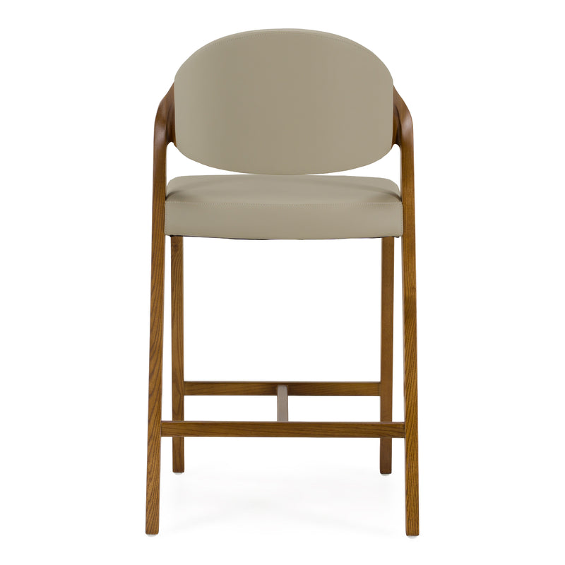 Arlo - Mid-Century Beige & Walnut Counter Chair — view 4