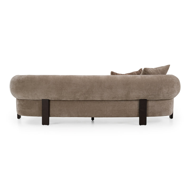 Arnaud - Modern Tan Fabric + Brown Oak Sofa — view 4