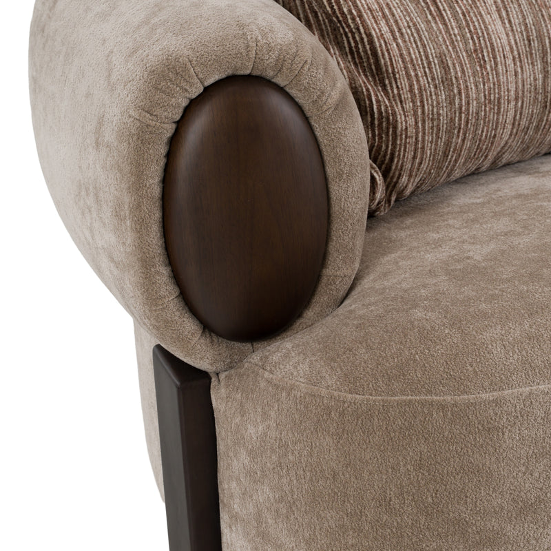Arnaud - Modern Tan Fabric + Brown Oak Loveseat Sofa — view 5