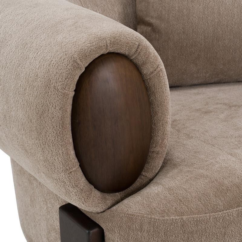 Arnaud - Modern Tan Fabric + Brown Oak Accent Chair — view 5