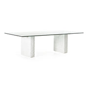 Ashley - Modern Glass + White Fiberglass Dining Table