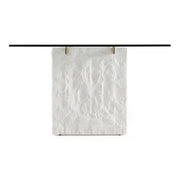Ashley - Modern Glass + White Fiberglass Dining Table — view 2