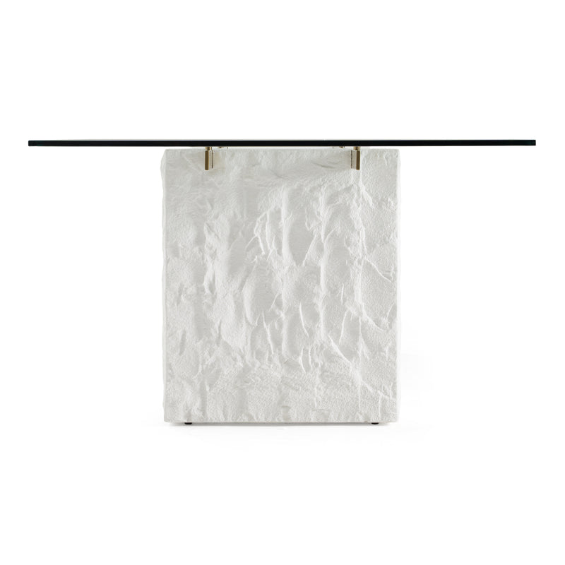 Ashley - Modern Glass + White Fiberglass Dining Table — view 2