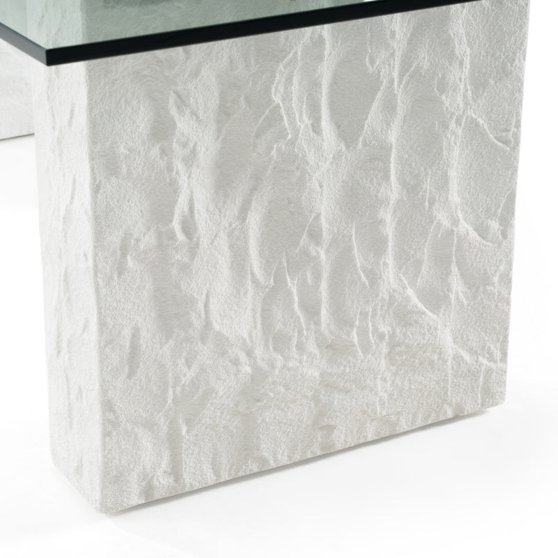 Ashley - Modern Glass + White Fiberglass Dining Table — view 3