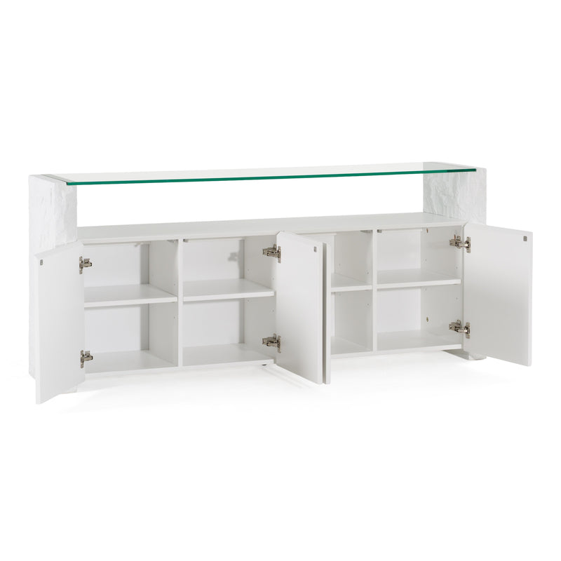 Ashley - Modern Glass + White Fiberglass Buffet — view 2