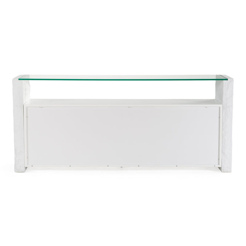 Ashley - Modern Glass + White Fiberglass Buffet — view 4