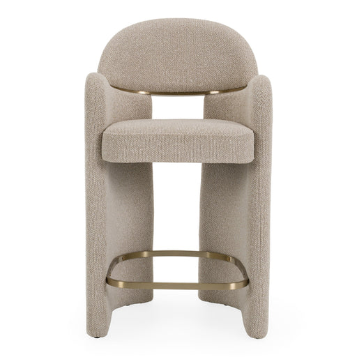 Ashley - Modern Beige Fabric + Brushed Brass Counter Chair