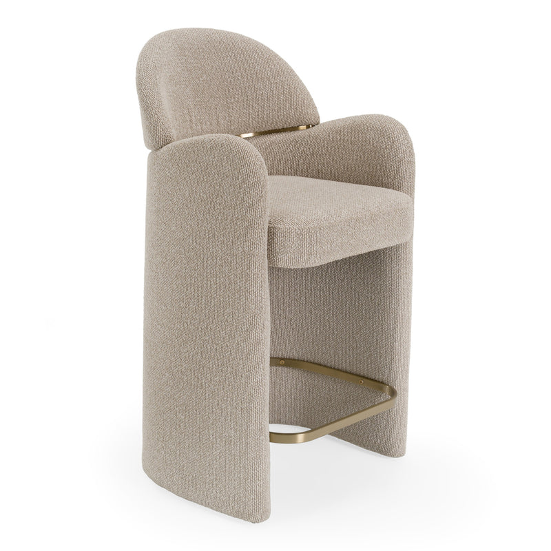 Ashley - Modern Beige Fabric + Brushed Brass Counter Chair — view 2