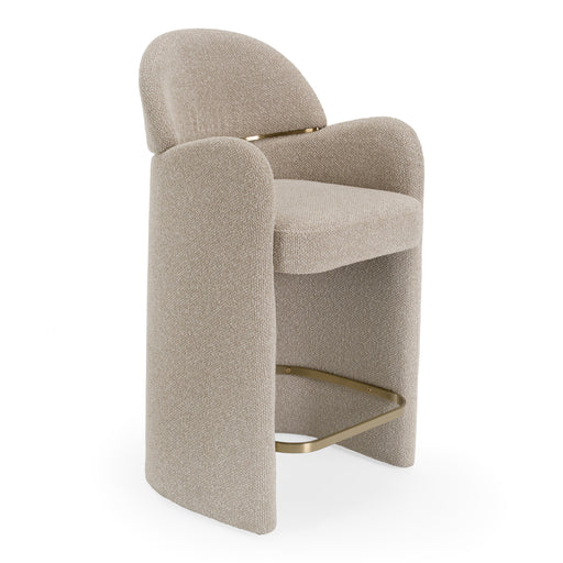 Ashley - Modern Beige Fabric + Brushed Brass Counter Chair — view 2