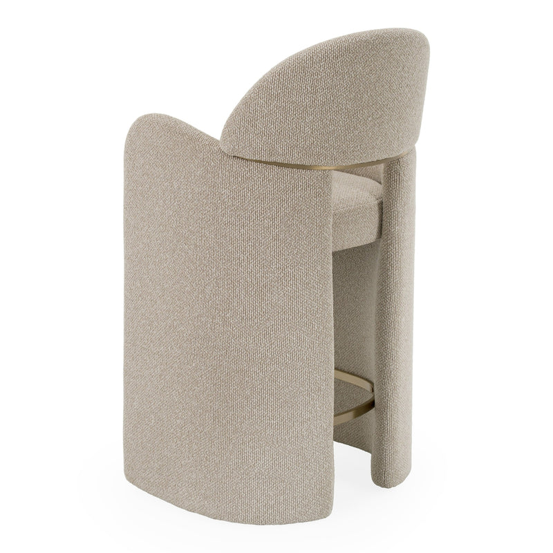 Ashley - Modern Beige Fabric + Brushed Brass Counter Chair — view 4